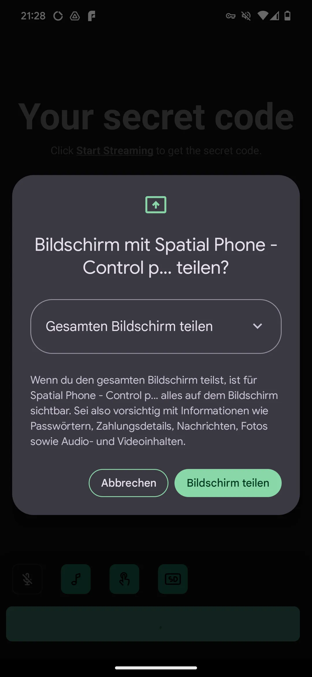 Spatial Phone App teilt den gesamten Bildschirm oder auf Wusnch einzelne Apps.